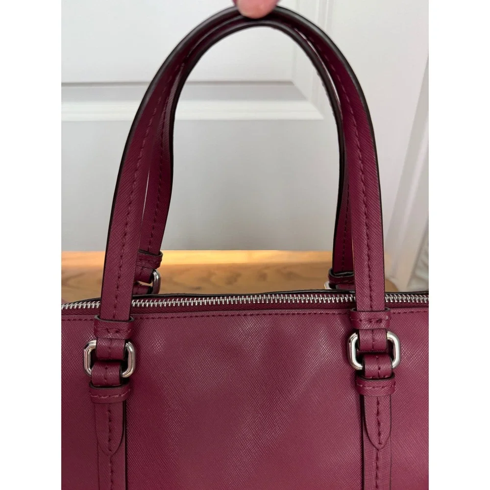 Coach Nancy Peyton Satchel Handbag Saffiano Professional Leather Berry Pink Chic